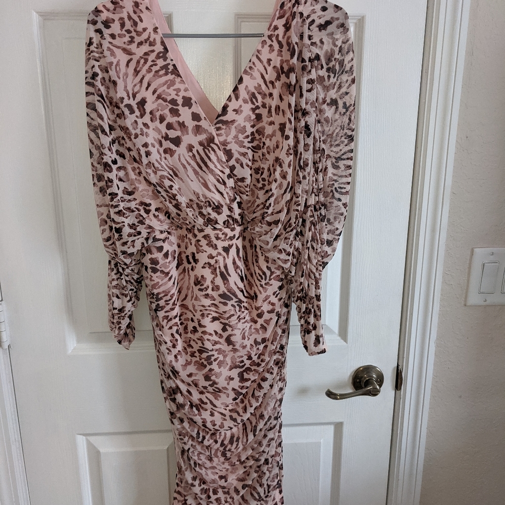 Leopard print blush colored dress